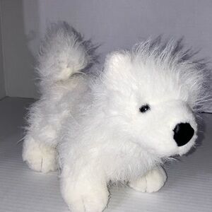 GANZ Webkinz Samoyed Siberian Soft White Fluffy Long Haired Dog Plush - no‎ code